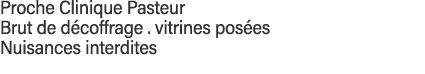 Proche Clinique Pasteur Brut de décoffrage   vitrines posées Nuisances interdites